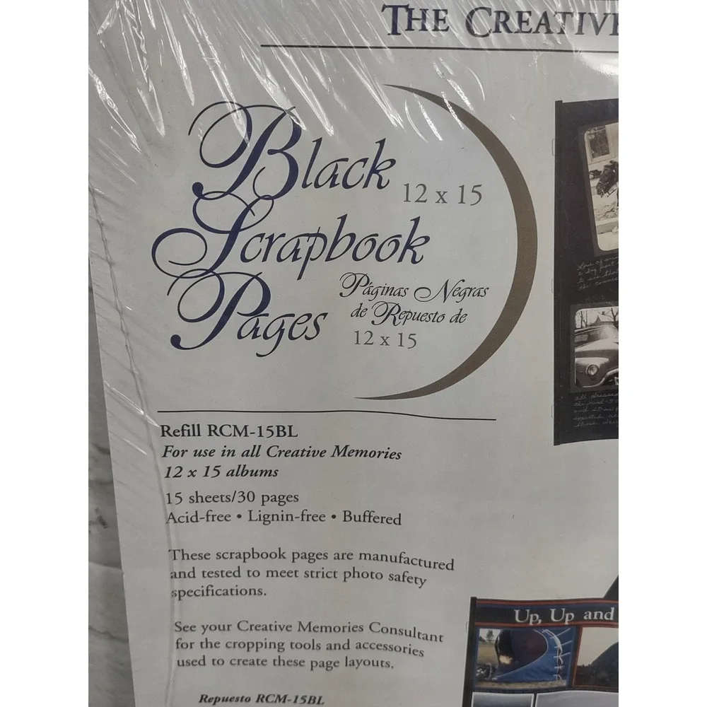 Creative Memories 12x15 Pages Black Sealed Package 15 Sheets = 30 Pages Vtg 2000